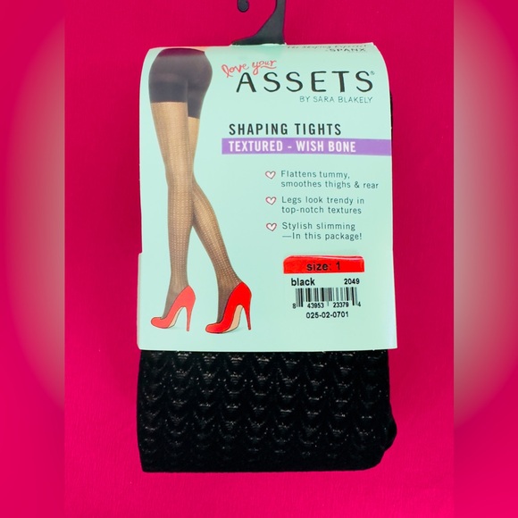 Assets by Spanx !!! Black Shaping Tights Textured Wishbone !! Spanx Size… - Picture 1 of 5